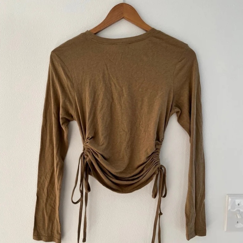 Open Edit Tan Long Sleeve Crop Top - Picture 4 of 6